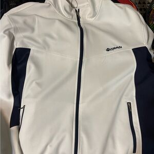 White & Navy Full-Zip Sports Jacket